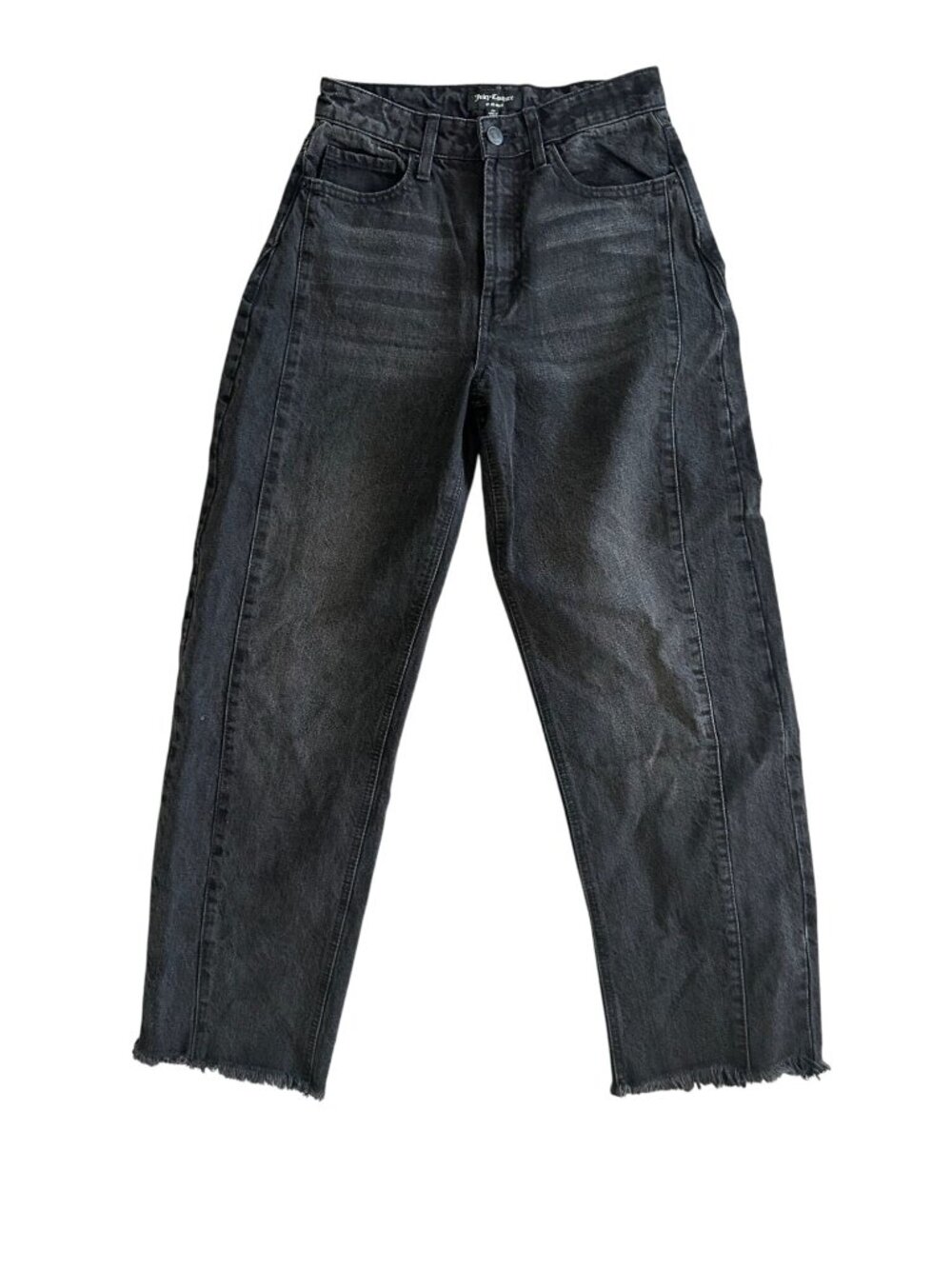 JUICY COUTURE Black Distressed Wide Leg Jeans Size 26